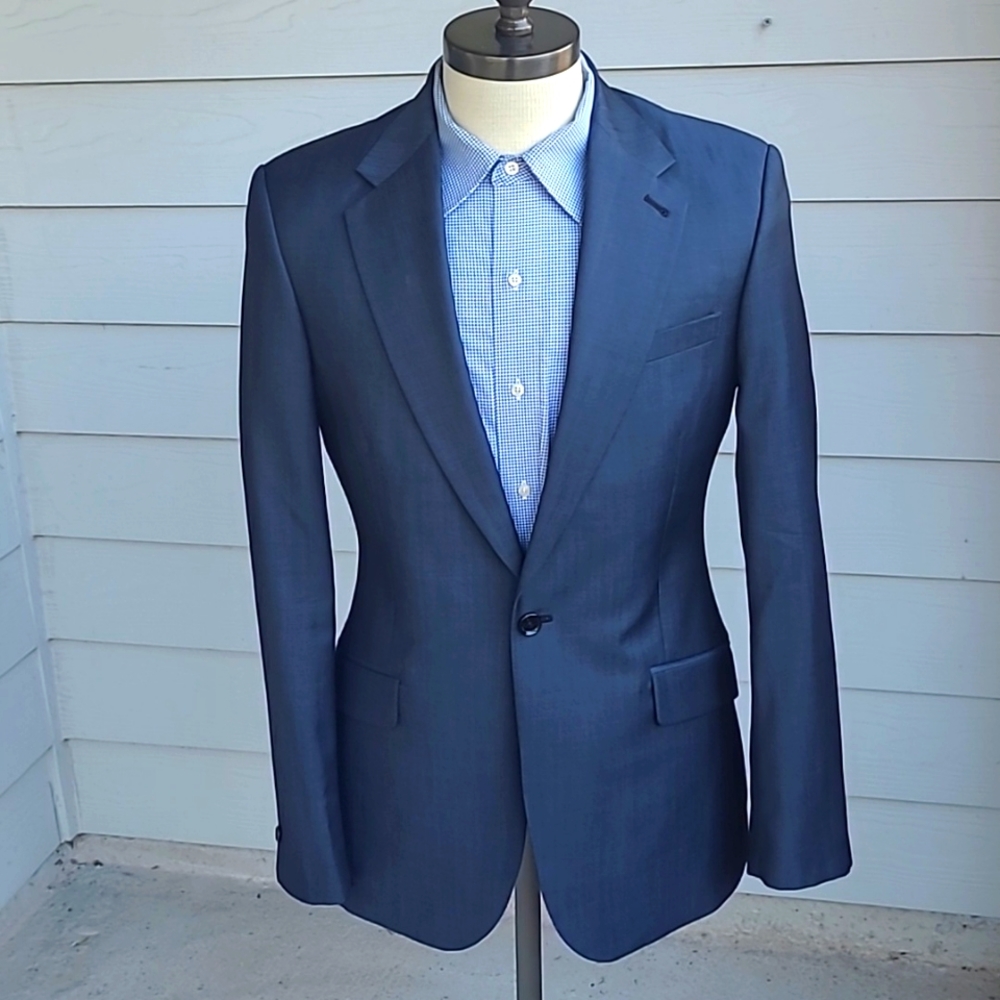 REISS Recent Metallic Grey Wool Mohair Blend Sz‎ 38 R Sport Coat Blazer